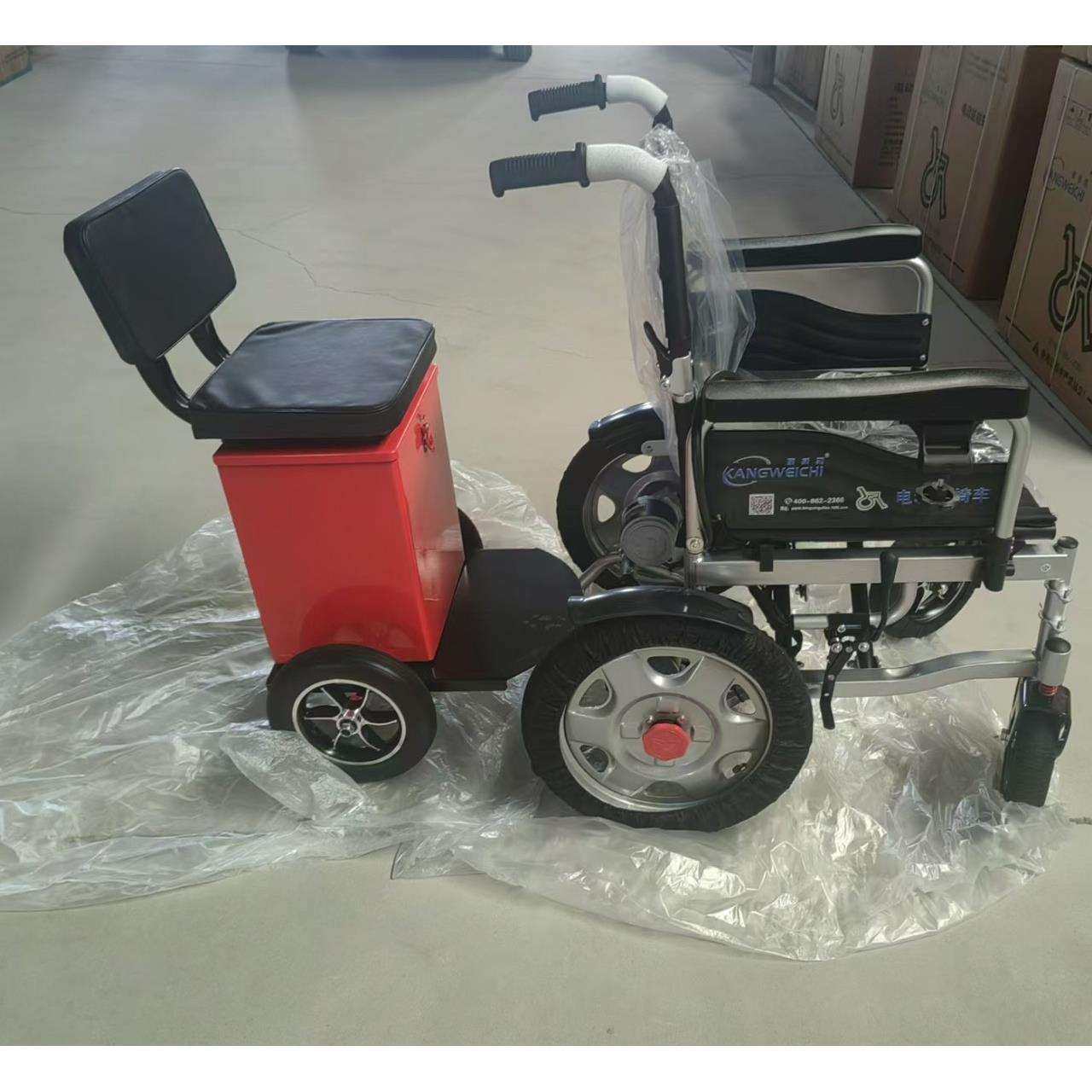 电动轮椅双轮载人踏板残疾老年代步车后坐式踏板拖车