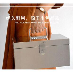 不锈钢箱子大号加厚手提工具箱带锁钱箱铁盒子家用密码存钱箱定