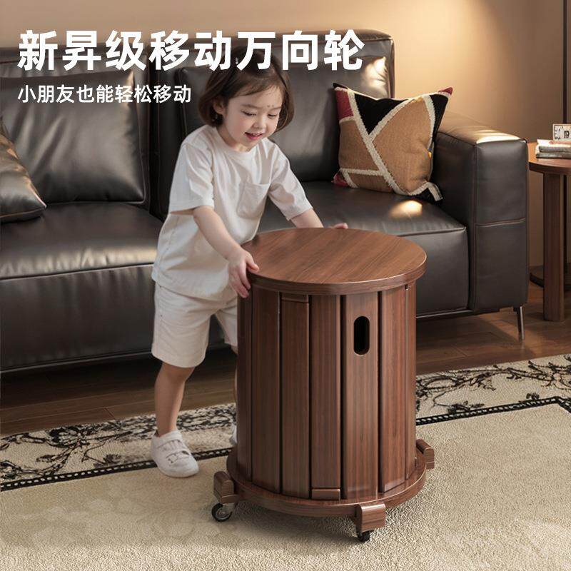 滑轮移动凳子客厅沙发茶几凳万向轮边几餐桌加座凳餐椅叠叠凳矮凳