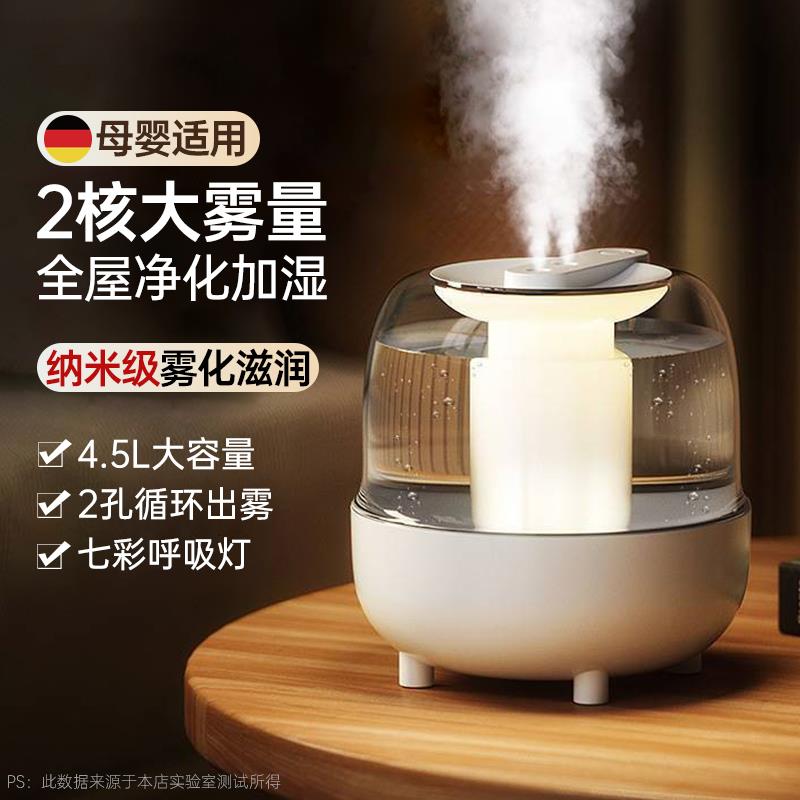 2024新款双喷加湿器家用办公室桌面宿舍学生便携式
