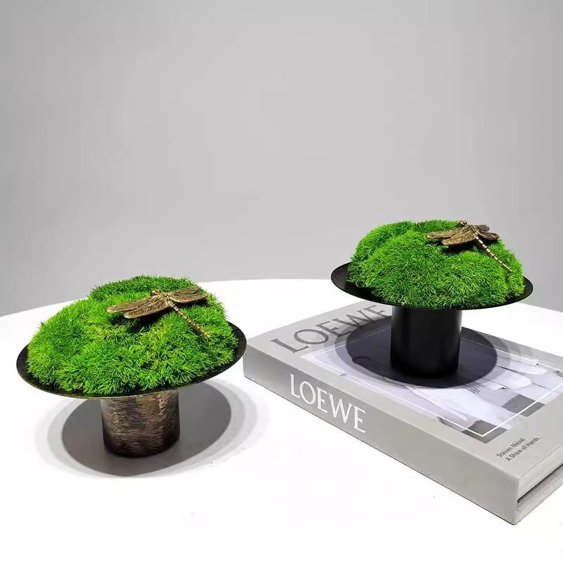 永生青苔仿真花艺新中式桌面摆件售楼处样板房青苔盆景家居装饰品