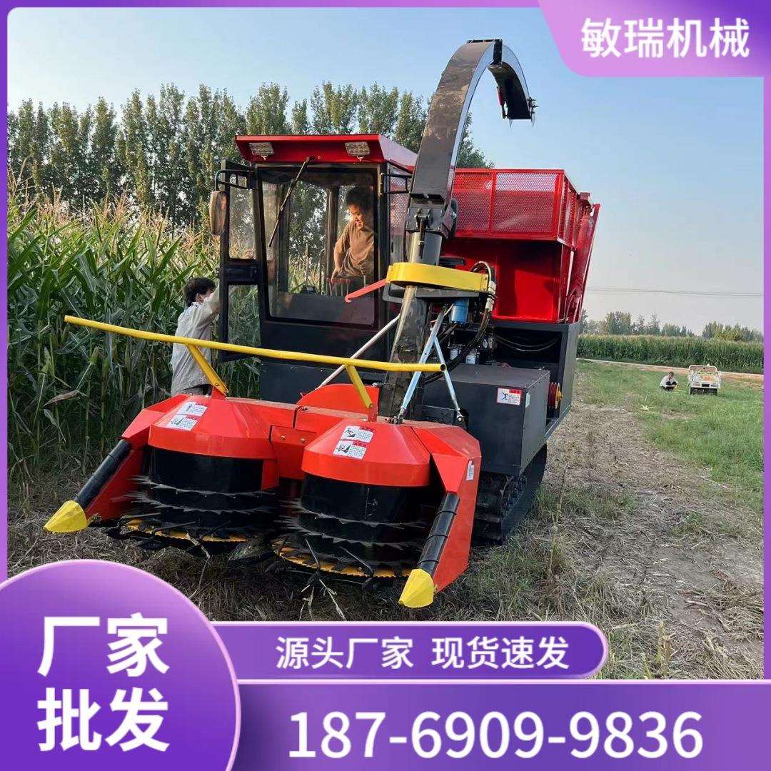 全自动履带圆盘秸秆收割青储机牧草粉粹收割一体收获机