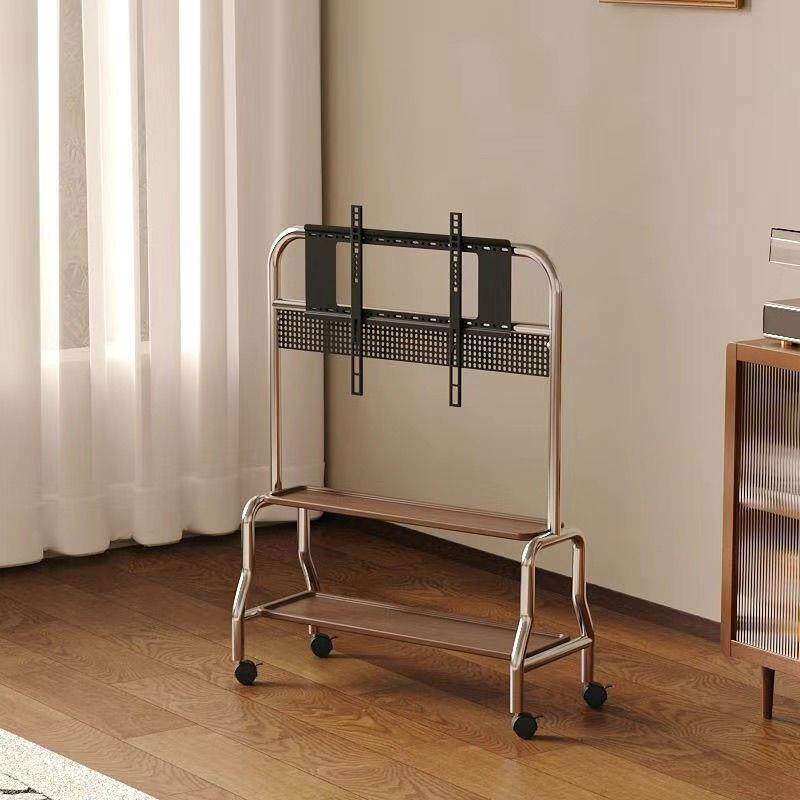 电视落地支架移动不锈钢带轮移动式客厅卧室43简约75通用挂架