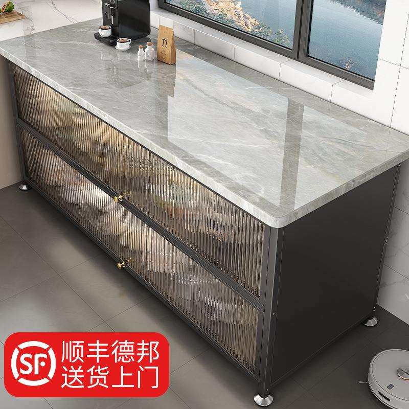 厨房置物架落地餐边切菜工作台靠墙一体多层功能收纳储物锅橱柜子