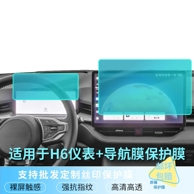 适用于24款哈弗H6仪表+导航膜 屏幕保护膜高清防刮防指纹膜纳米防爆防蓝光膜磨砂防反光膜