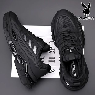 花花公子男鞋2025新款透气休闲运动鞋网面防臭鞋子男款软底跑步鞋