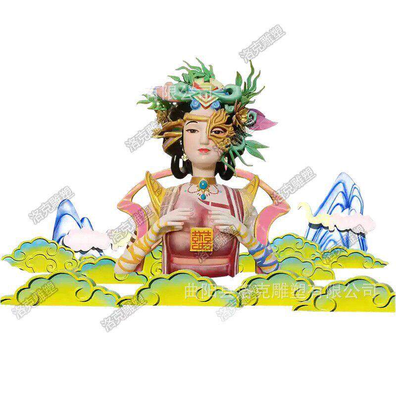 大型玻璃钢花灯女神造型雕塑定制国潮山海经女神灯光景区文旅摆件