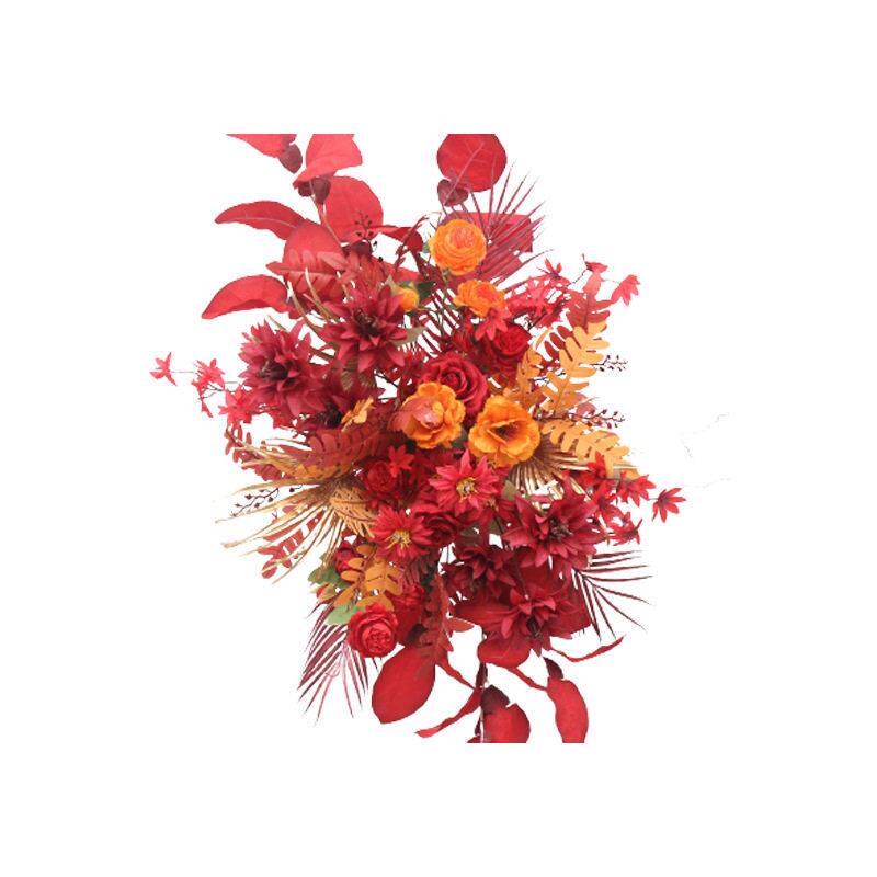 婚庆仿真花柚子叶挂花森系红色香槟系点花排花角花路引花背景花艺