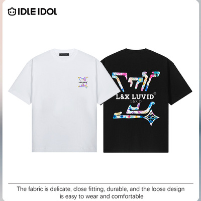 Idle Idol美式潮牌短袖纯棉2025夏季新款男女宽松情侣圆领t恤上衣