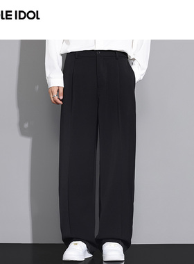Idle Idol垂感黑色西裤夏季男士新款美式宽松直筒休闲裤子