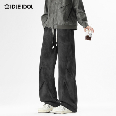 美式复古扎染脏脏感直筒裤