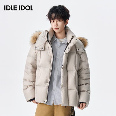 idleidol可拆卸毛领羽绒服