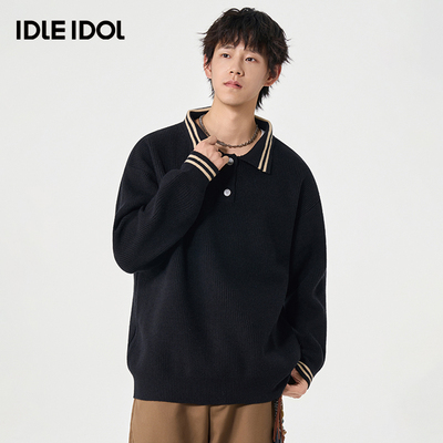 idleidol翻领宽松针织衫毛衣