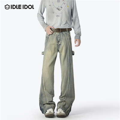 秋季高街水洗做旧牛仔裤