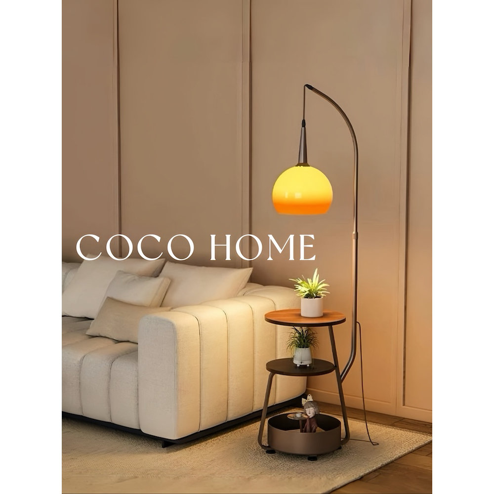 COCO 落地灯中古风卧室床头柜一体柚子灯客厅沙发旁氛围感钓鱼灯