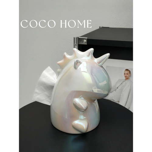 COCO 独角兽ins风陶瓷抽纸盒家用客厅轻奢纸巾盒家居桌面装饰品