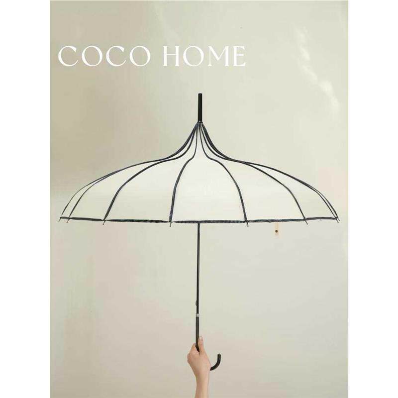 COCO 韩版宫廷宝塔伞公主长柄伞小清新弯柄16骨抗风晴雨伞礼仪伞