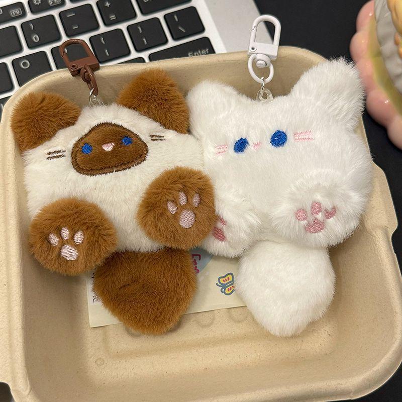 网红爆款可爱毛绒长尾巴猫钥匙扣挂件软夫夫玩偶公仔书包挂饰配o