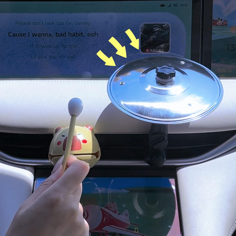 摇滚乐队车载摆件汽车手拍镲片架子鼓配件空调出风口车载架子鼓