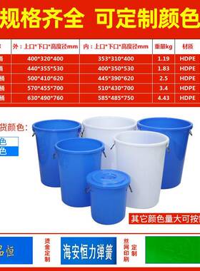 大号户RHM外塑料圆桶加发厚食品水桶家手用提白酵酒桶蓝色化工周