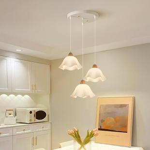 日式 木花朵餐厅吊灯现代简约网红i油n71184s奶全光谱广山东中原灯