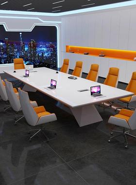 大小型会议桌长桌公白色桌烤漆简约现代长室方形时尚创意Ms-100办