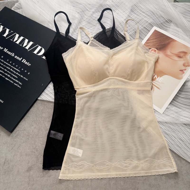 美体塑身衣超薄网纱收腹束腰文胸背心一体内衣女束身上衣显瘦夏季