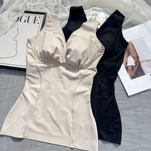 强压美体塑身衣春秋薄款收腹束腰文胸背心一体内衣女束身上衣显瘦