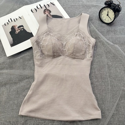 塑身背心加绒保暖带胸垫