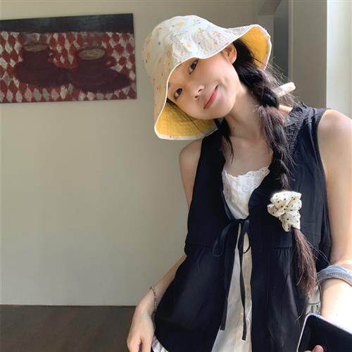kumikumi假两件设计感花边拼接无袖背心女夏季宽松减龄百搭上衣潮