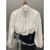 2025春季 运动夹克防晒衣外套女 短款 新款 休闲立领抽绳拉链泡泡长袖