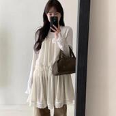 韩系叠穿氛围感蕾丝花边丝绒吊带连衣裙女秋冬抽绳收腰绝美背心裙