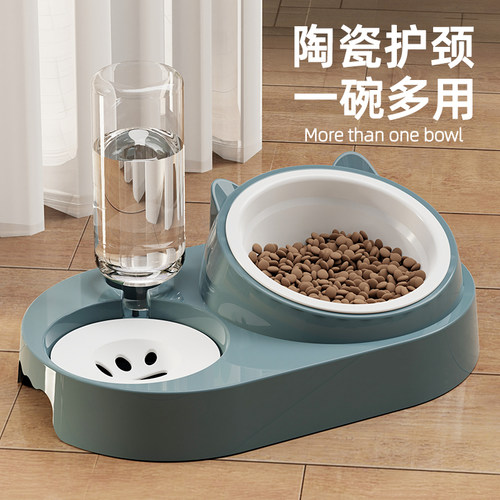 保护颈椎自动续水猫咪陶瓷碗
