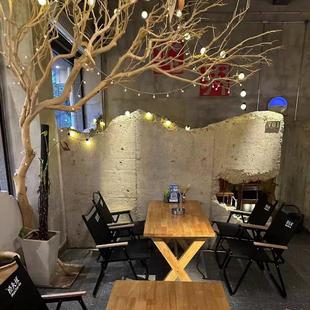 实木桌露营风酒吧烧烤火锅摊位展会桌加高露营风餐桌