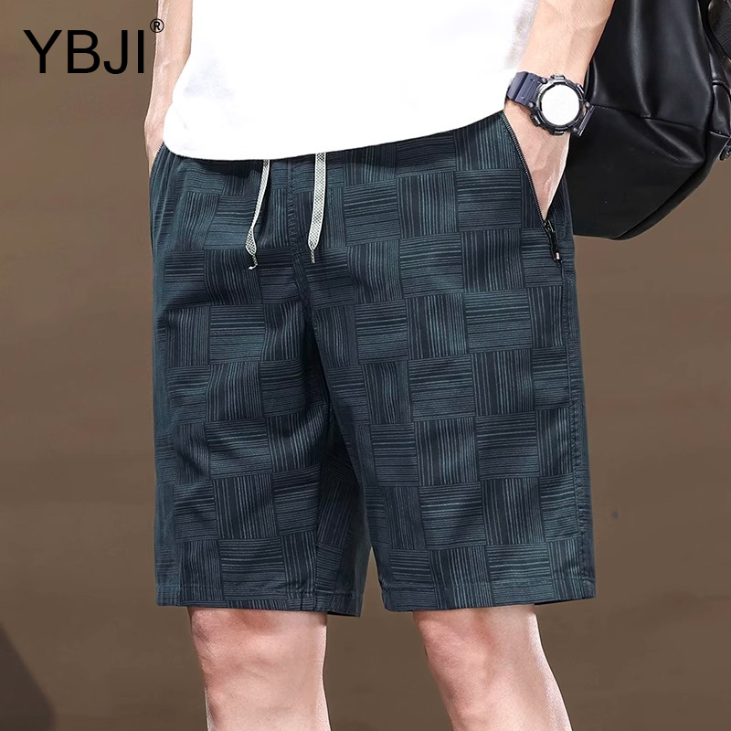 夏季新款暗格子纯棉短裤男士薄款宽松百搭中裤直筒外穿休闲五分裤