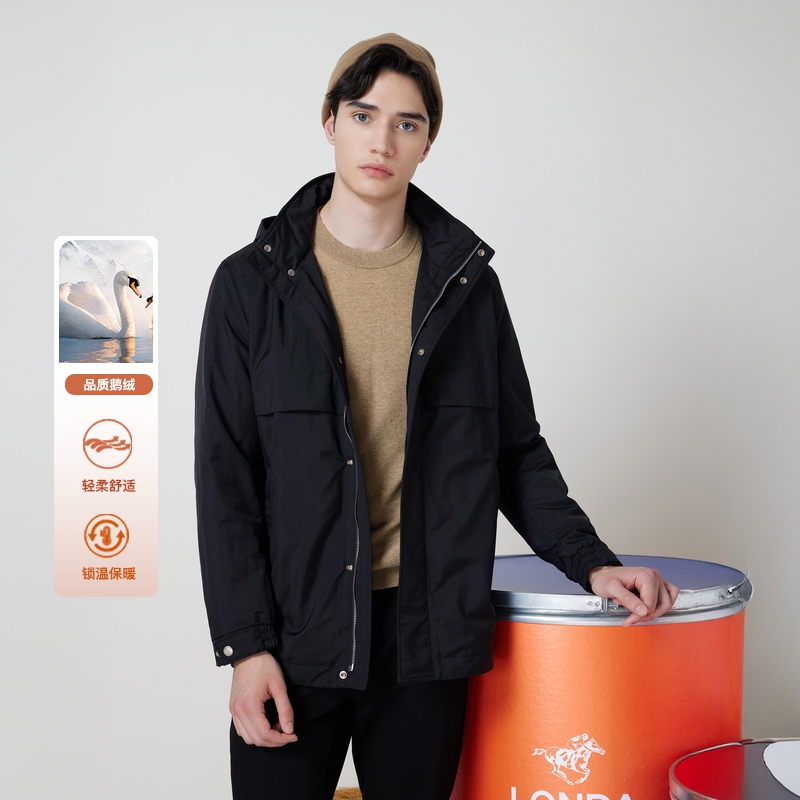 伦德马冬季新款连帽羽绒服外套