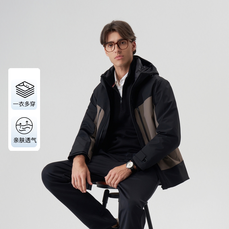 伦德马冬季新款男士连帽羽绒服