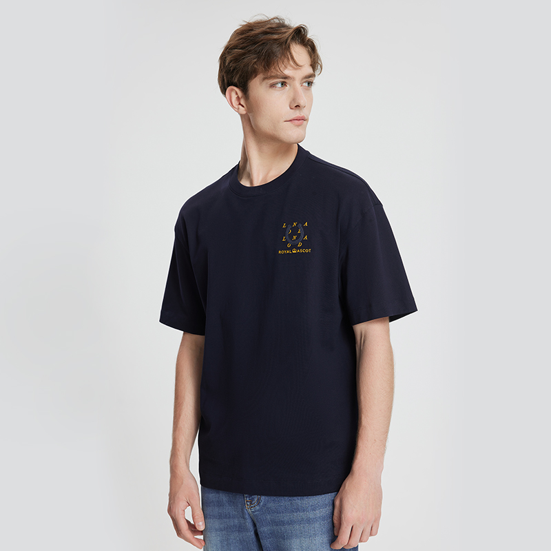 【凉爽舒适】LONDA伦德马夏季男装上衣时尚刺绣短袖T恤体恤男T潮