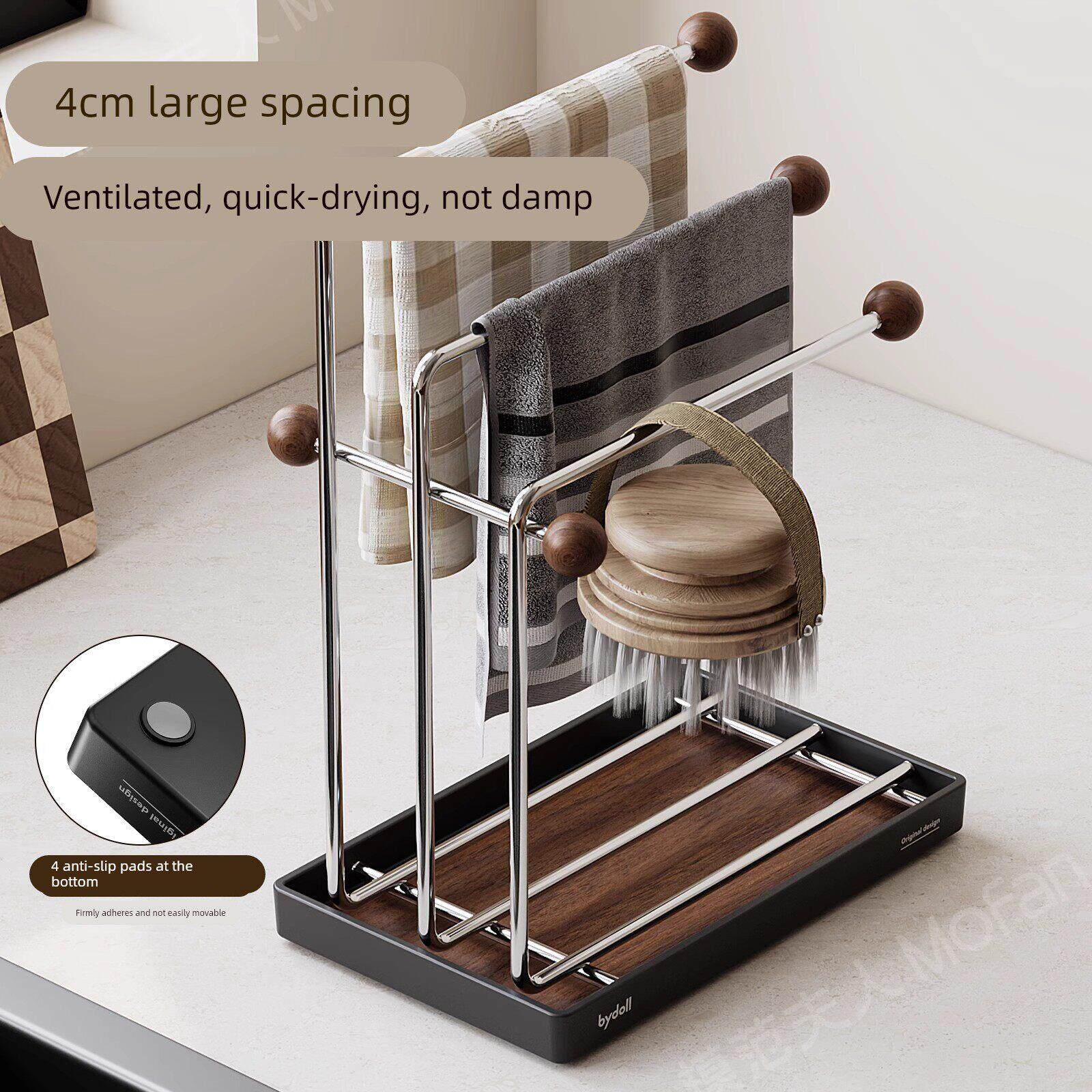 德国进口厨房抹布沥水架多功能不锈钢置物架家用台面收纳挂架子