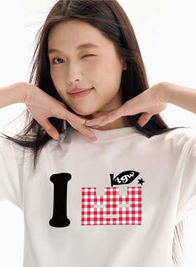 TGWALL「幸运果」短款爱心苹果印花正肩短袖T恤休闲百搭简约上衣