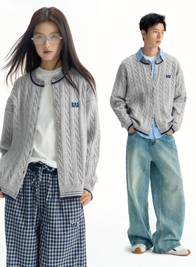 TGWALL「序言」刺绣绞花老钱风针织衫外套宽松情侣开衫毛衣男女