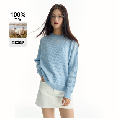 100%羊毛衣肌理提花针织衫