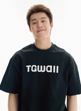 TGWALL「简单LOGO」印花T恤纯棉男女夏季宽松潮牌五分袖圆领短袖
