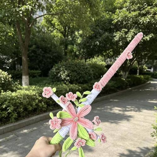 扭扭棒花剑春日成品桃木