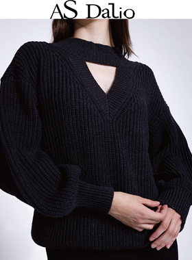 AS DALIO镂空羊毛毛衣粗纹理针织衫气质百搭简约显白原创设计宽松