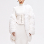 谢娜同款 Dalio不对称皮草外套设计师高级斜肩气质