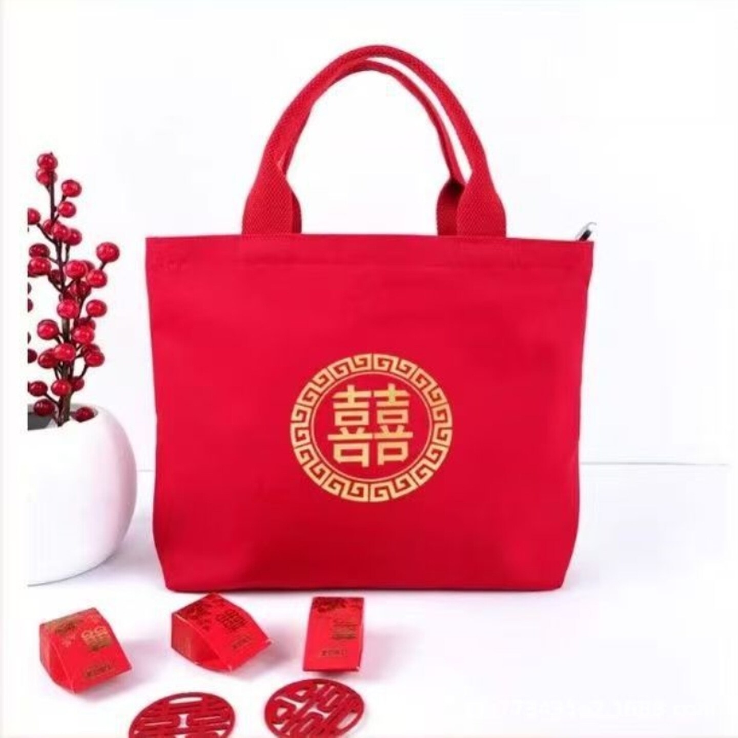 钱包布袋结婚收礼金袋新娘装红包手提袋红色布袋收份子钱包手提包