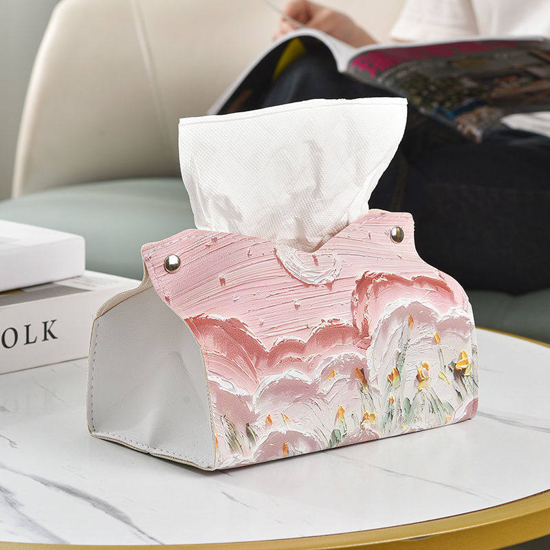 轻奢风高级油画纸巾盒收纳客厅高档车载纸盒桌面抽盒家用创意卧室,收纳整理,纸巾盒,淘宝优惠券,粉丝福利购,淘宝优惠卷