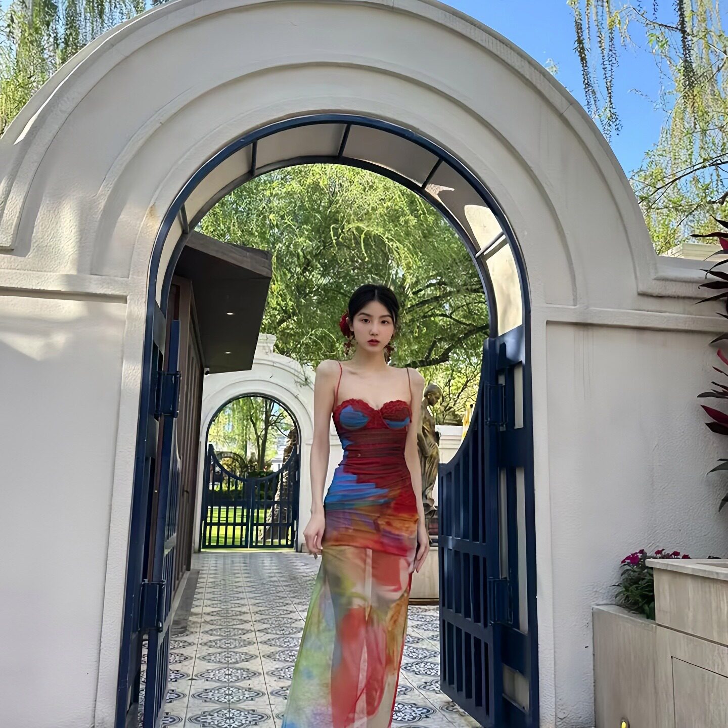 多巴胺穿搭度假风吊带连衣裙