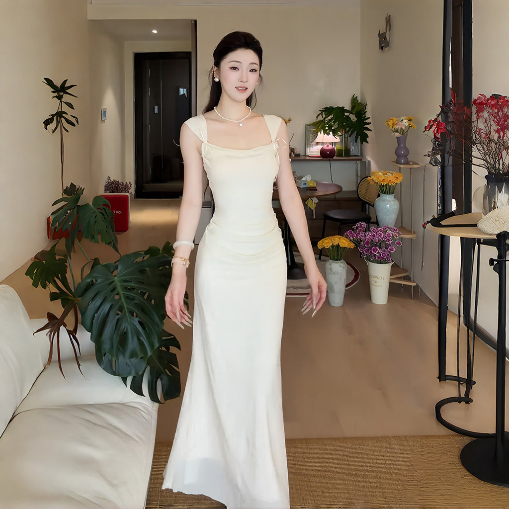 小可wiwi高级感法式气质网纱连衣裙纯欲贵气礼服漂亮出片长裙新款